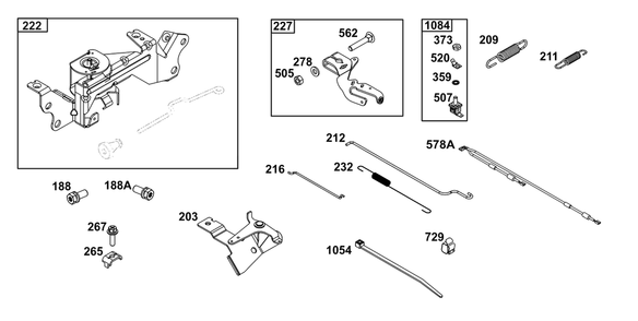 Controls Group Diagram and Parts List for 305777-3136-G1  Briggs and Stratton Engine